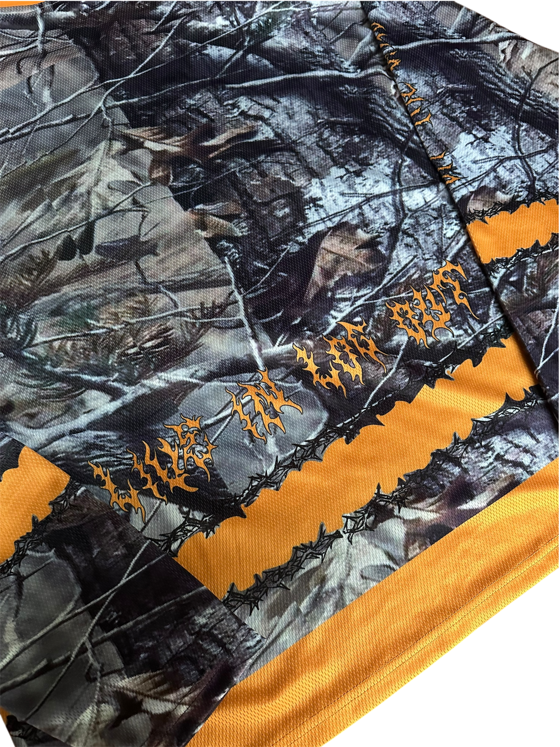 Off The Grid camo hockey jersey in an oversize streetwear fit - back details view.